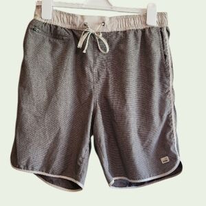 Vuori Banks Charcoal Striped Drawstring Shorts Designed For Land Or Sea Activity